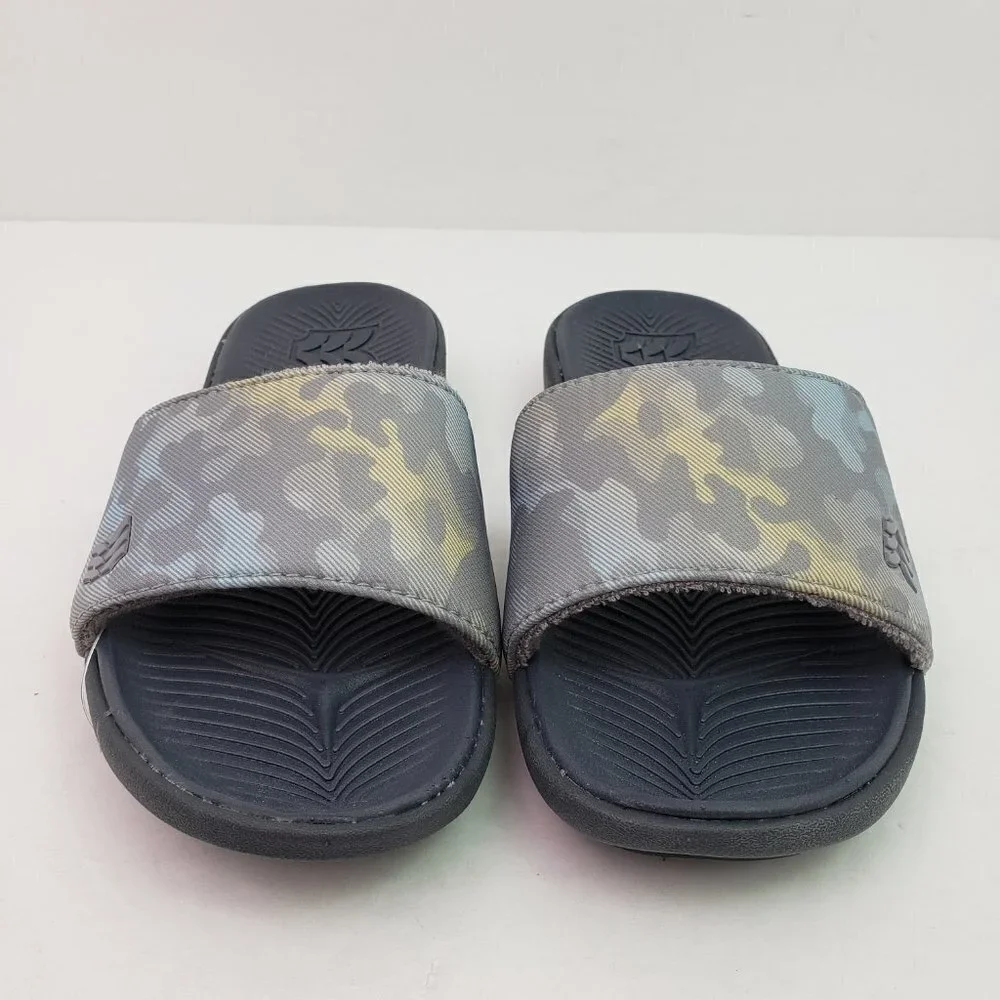 NEW All In Motion Kids Size 1Y Cypress Gray Slip On Slides Sandals